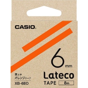 カシオ ラテコ(Lateco)専用詰め替えテープ 6mm オレンジテープに黒文字 ラテコ(Lateco)専用詰め替えテープ 6mm オレンジテープに黒文字 XB6EO