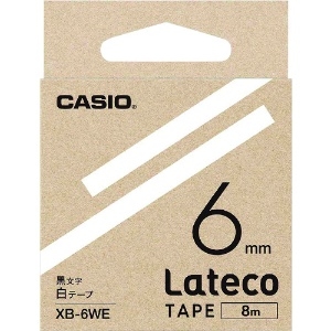 カシオ ラテコ(Lateco)専用詰め替えテープ 6mm 白テープに黒文字 ラテコ(Lateco)専用詰め替えテープ 6mm 白テープに黒文字 XB6WE
