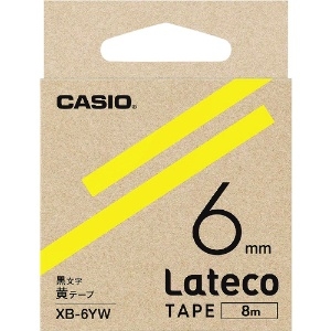 カシオ ラテコ(Lateco)専用詰め替えテープ 6mm 黄テープに黒文字 ラテコ(Lateco)専用詰め替えテープ 6mm 黄テープに黒文字 XB6YW