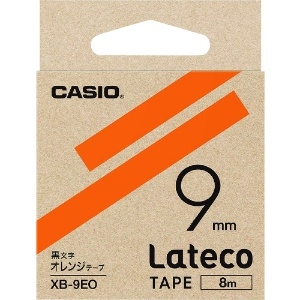 カシオ ラテコ(Lateco)専用詰め替えテープ 9mm オレンジテープに黒文字 ラテコ(Lateco)専用詰め替えテープ 9mm オレンジテープに黒文字 XB9EO