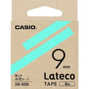 カシオ ラテコ(Lateco)専用詰め替えテープ 9mm 水色テープに黒文字 XB9SB