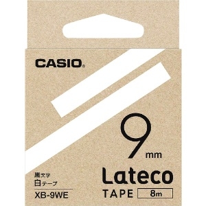 カシオ ラテコ(Lateco)専用詰め替えテープ 9mm 白テープに黒文字 ラテコ(Lateco)専用詰め替えテープ 9mm 白テープに黒文字 XB9WE