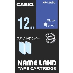 カシオ ネームランド用青テープに白文字12mm XR-12ABU