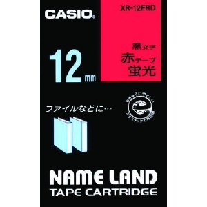 カシオ ネームランド用蛍光赤色テープに黒文字12mm ネームランド用蛍光赤色テープに黒文字12mm XR-12FRD