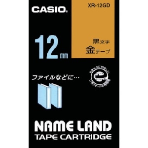 カシオ ネームランドテープ 12mm 金テープ/黒文字 XR-12GD