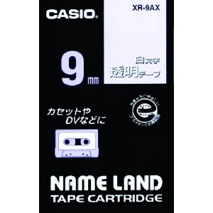 カシオ ネームランド用透明テープに白文字9mm XR-9AX