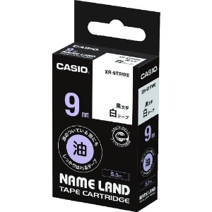 カシオ ネームランド専用カートリッジ 9mm 白テープ/黒文字 XR-9TRWE