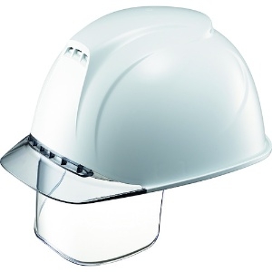 タニザワ エアライト搭載ヘルメット(透明バイザータイプ・溝付・通気孔付・ワイドシールド付) 透明バイザー:グレー/帽体色:白 エアライト搭載ヘルメット(透明バイザータイプ・溝付・通気孔付・ワイドシールド付) 透明バイザー:グレー/帽体色:白 1830VJ-SE-V2-W1-J