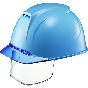 タニザワ エアライト搭載ヘルメット(透明バイザータイプ・溝付・通気孔付・ワイドシールド付) 透明バイザー:ブルー/帽体色:青 1830VJ-SE-V5-B4-J