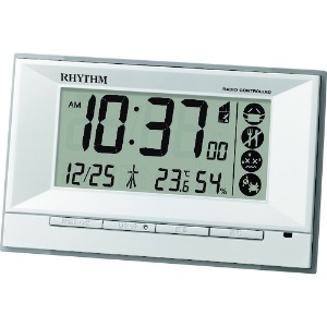 RHYTHM リズム 電波 目覚まし時計 温湿度計付き 環境目安表示 白 8RZ207SR03