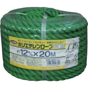 ユタカメイク ロープ PEカラーロープ万能パック 12φ×20m グリーン PE1220-GN