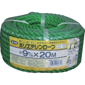 ユタカメイク ロープ PEカラーロープ万能パック 9φ×20m グリーン PE920-GN