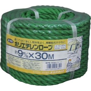 ユタカメイク ロープ PEカラーロープ万能パック 9φ×30m グリーン PE-930