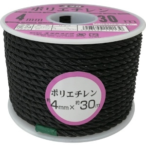 ユタカメイク ロープ PEカラーロープボビン巻 4mm×30m ブラック RE-24