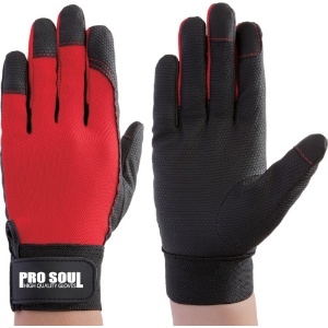 富士グローブ 合皮手袋 PS-992 プロソウル 赤 L 指先補強 合皮手袋 PS-992 プロソウル 赤 L 指先補強 7526