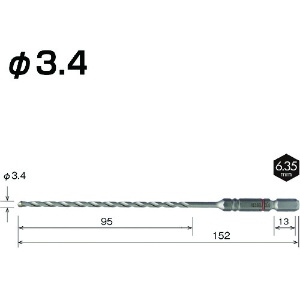 ベッセル クッションドリル コンクリート用ロングACD 3.4mm クッションドリル コンクリート用ロングACD 3.4mm ACD-3.4L 画像2