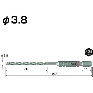 ベッセル クッションドリルコンクリート用ACD 3.8mm クッションドリルコンクリート用ACD 3.8mm ACD-3.8 画像2