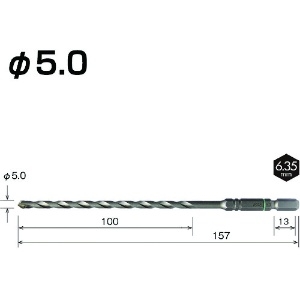 ベッセル クッションドリルコンクリート用ロングACD 5.0mm クッションドリルコンクリート用ロングACD 5.0mm ACD-5.0L 画像2