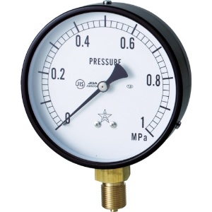 右下 一般圧力計(A枠立型・φ75) 圧力レンジ0〜0.16MPa G311-211-M-0.16MP