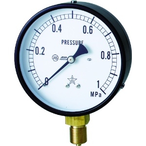 右下 一般圧力計(A枠立型・φ100) 圧力レンジ0〜0.10MPa 一般圧力計(A枠立型・φ100) 圧力レンジ0〜0.10MPa G411-211-M-0.1MP