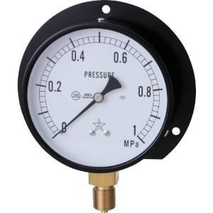 右下 一般圧力計(B枠立型・φ100) 圧力レンジ0〜2.50MPa G421-211-M-2.5MP
