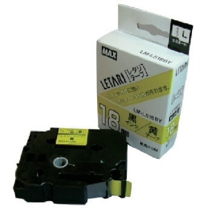 MAX ビーポップミニ用 ラミネートテープ 18mm幅 黄 黒文字 8m巻 LM-L518BY