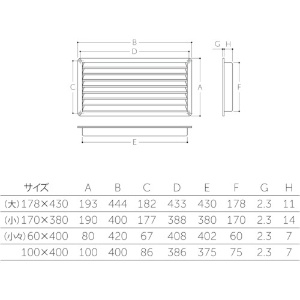 MK P.Cドアー用ガラリ 100X400mm ミルキーホワイト P.Cドアー用ガラリ 100X400mm ミルキーホワイト P-130-10F 画像2