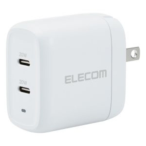 ELECOM USB Power DeliveryAC充電器(40W C×2) MPA-ACCP25WH