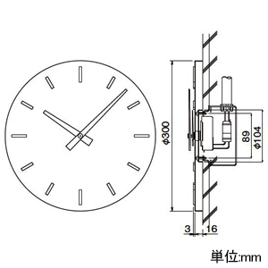 パナソニック 【販売終了】【受注生産品】半埋込型子時計 屋内用 丸型 φ300mm 【受注生産品】半埋込型子時計 屋内用 丸型 φ300mm TC21019 画像2