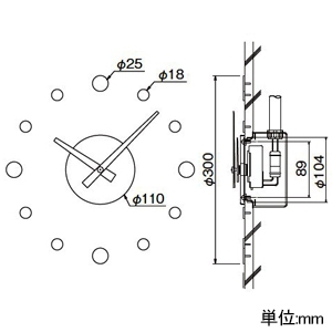 パナソニック 【販売終了】【受注生産品】埋込型子時計 屋内用 丸型 φ300mm 【受注生産品】埋込型子時計 屋内用 丸型 φ300mm TC3901 画像2