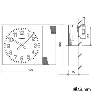 パナソニック 【販売終了】壁掛型子時計 スピーカー付 屋内用 角型 310×420mm 壁掛型子時計 スピーカー付 屋内用 角型 310×420mm TCAF21034SP 画像2