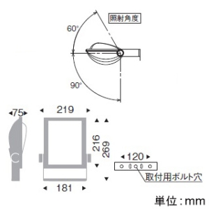 遠藤照明 LED看板灯 防湿・防雨形 電源内蔵形 4000TYPE CDM-T70W相当 看板用配光 非調光 昼白色 ダークグレー LED看板灯 防湿・防雨形 電源内蔵形 4000TYPE CDM-T70W相当 看板用配光 非調光 昼白色 ダークグレー ERS5217HA 画像2