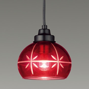 遠藤照明 LED和風ペンダントライト φ50透明ボール球25W形×1相当 調光対応 E17口金 ランプ別売 レッド ERP7230RB