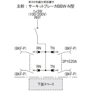 パナソニック カンタッチアロー盤 電灯分電盤 下部スペース(L340)付 露出形 屋内用 主幹単3中性線欠相保護付サーキットブレーカ 主幹容量100A 100AF 回路数48 カンタッチアロー盤 電灯分電盤 下部スペース(L340)付 露出形 屋内用 主幹単3中性線欠相保護付サーキットブレーカ 主幹容量100A 100AF 回路数48 BN1048S4R 画像2