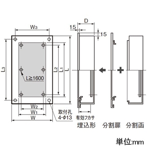 パナソニック 【受注生産品】盤用キャビネット 屋内用 NE型 分割扉(ドア+前面枠) 埋込形 木製基板付 フカサ125mmタイプ 有効フカサ95mm 片扉 ヨコ330×タテ730mm 【受注生産品】盤用キャビネット 屋内用 NE型 分割扉(ドア+前面枠) 埋込形 木製基板付 フカサ125mmタイプ 有効フカサ95mm 片扉 ヨコ330×タテ730mm BPXF37V 画像2