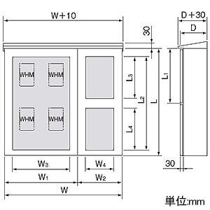 パナソニック 集合計器盤用キャビネット 屋外用 一般電力管内 屋根なし 木製基板付 8窓 WHMスペース30A ヨコ900×タテ1400mm 集合計器盤用キャビネット 屋外用 一般電力管内 屋根なし 木製基板付 8窓 WHMスペース30A ヨコ900×タテ1400mm BOG808VW 画像4