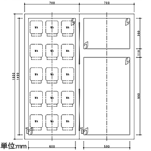 パナソニック 【受注生産品】集合計器盤用キャビネット 屋外用 一般電力管内 屋根なし 木製基板付 15窓 WHMスペース30A ヨコ1400×タテ1600mm 【受注生産品】集合計器盤用キャビネット 屋外用 一般電力管内 屋根なし 木製基板付 15窓 WHMスペース30A ヨコ1400×タテ1600mm BOG815VW 画像3