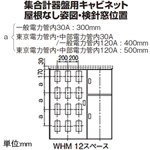 パナソニック 【受注生産品】集合計器盤用キャビネット 屋外用 一般電力管内 屋根付き 木製基板付 12窓 WHMスペース30A ヨコ1200×タテ1330mm 【受注生産品】集合計器盤用キャビネット 屋外用 一般電力管内 屋根付き 木製基板付 12窓 WHMスペース30A ヨコ1200×タテ1330mm BOG712VW 画像5