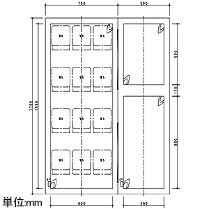 パナソニック 【受注生産品】集合計器盤用キャビネット 屋外用 東京電力管内・中部電力管内 屋根付き 木製基板付 12窓 WHMスペース30A・一般電力管内WHMスペース120A ヨコ1200×タテ1730mm 【受注生産品】集合計器盤用キャビネット 屋外用 東京電力管内・中部電力管内 屋根付き 木製基板付 12窓 WHMスペース30A・一般電力管内WHMスペース120A ヨコ1200×タテ1730mm BOG7127VW 画像3