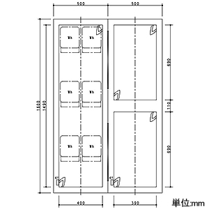 パナソニック 【受注生産品】集合計器盤用キャビネット 屋外用 東京電力管内・中部電力管内 屋根なし 木製基板付 6窓 WHMスペース120A ヨコ1000×タテ1600mm 【受注生産品】集合計器盤用キャビネット 屋外用 東京電力管内・中部電力管内 屋根なし 木製基板付 6窓 WHMスペース120A ヨコ1000×タテ1600mm BOG8068VW 画像3