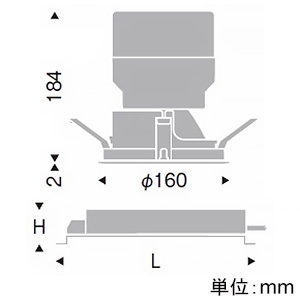 遠藤照明 LEDグレアレスベースダウンライト 4000TYPE セラメタ70W器具相当 埋込穴φ150mm 超広角配光 PWM制御調光 温白色 LEDグレアレスベースダウンライト 4000TYPE セラメタ70W器具相当 埋込穴φ150mm 超広角配光 PWM制御調光 温白色 ERD5371WA+RX-363N 画像2