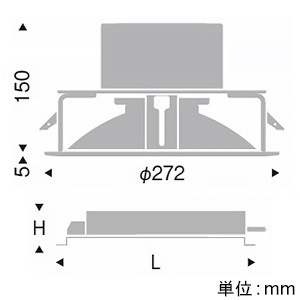 遠藤照明 LEDベースダウンライト 浅型 幅広枠タイプ 9000TYPE 水銀ランプ400W器具相当 埋込穴φ250mm 拡散配光 非調光 ナチュラルホワイト(4000K) LEDベースダウンライト 浅型 幅広枠タイプ 9000TYPE 水銀ランプ400W器具相当 埋込穴φ250mm 拡散配光 非調光 ナチュラルホワイト(4000K) ERD7724W+RX-422N 画像2