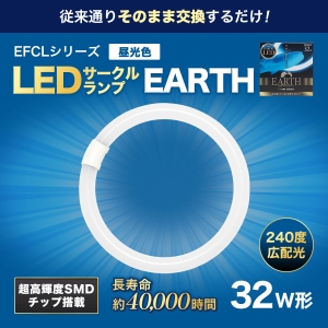 エコデバイス 32形 LEDサークルランプ(昼光色) 工事不要ランプ EFCL32LED/28N