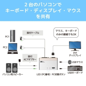 ラトックシステム DVIパソコン切替器(2台用) DVIパソコン切替器(2台用) RS-230UDA 画像2