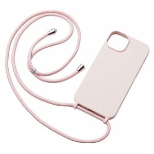 ELECOM ハイブリッドシリコンケース iPhone14Plus用 ショルダーストラップ付 ピンク PM-A22BSCSSPN