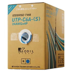 関西通信電線 10GBASE-T対応  UTPケーブル Cat.6A(24AWG)LAN配線用ケーブルクロ 200m巻 UTP-C6A-(S) クロ200M