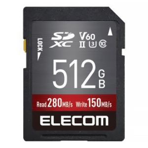 ELECOM SDXCメモリカード 512GB Class10 UHS-&#8545; U3 V60 データ復旧サービス付 MF-FS512GU23V6R