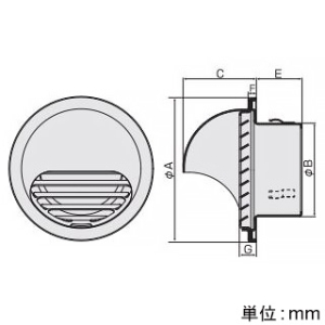 バクマ工業 【受注生産品】丸型フード付換気口 低圧損 アミ付 3メッシュ ステンレス製 シルバーメタリック 100φ用 【受注生産品】丸型フード付換気口 低圧損 アミ付 3メッシュ ステンレス製 シルバーメタリック 100φ用 B-100MVL2-A3 画像2