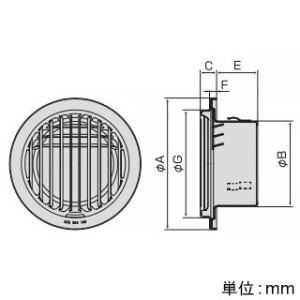 バクマ工業 【受注生産品】丸・平型3方向吹き出し換気口 低圧損 アミ付 5メッシュ ステンレス製 シルバーメタリックライト 100φ用 【受注生産品】丸・平型3方向吹き出し換気口 低圧損 アミ付 5メッシュ ステンレス製 シルバーメタリックライト 100φ用 B-100TG3H-A5 画像2