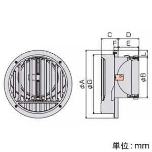 バクマ工業 【受注生産品】平型ドレン受け付換気口 ルーバー脱着式 低圧損 防火ダンパー付 取付穴付 ステンレス製 シルバーメタリックライト 150φ用 【受注生産品】平型ドレン受け付換気口 ルーバー脱着式 低圧損 防火ダンパー付 取付穴付 ステンレス製 シルバーメタリックライト 150φ用 DCD-150TG 画像2